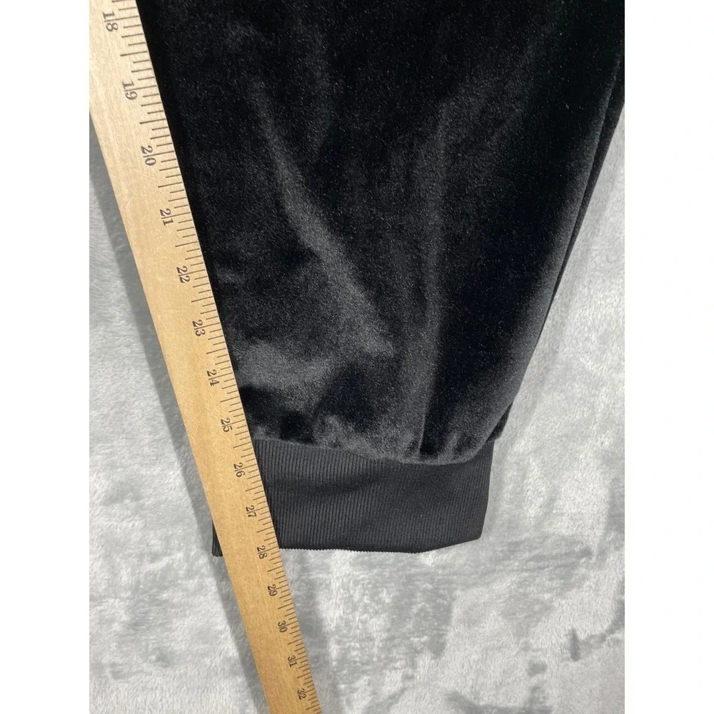 True Religion Black Velour Jogger Pants Logo  Elastic Waist Drawstring Size 3XL